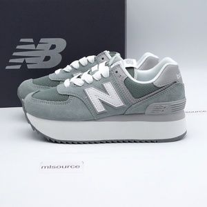 NEW New Balance 574+ Platform Sneakers WL574ZSG Green/Grey